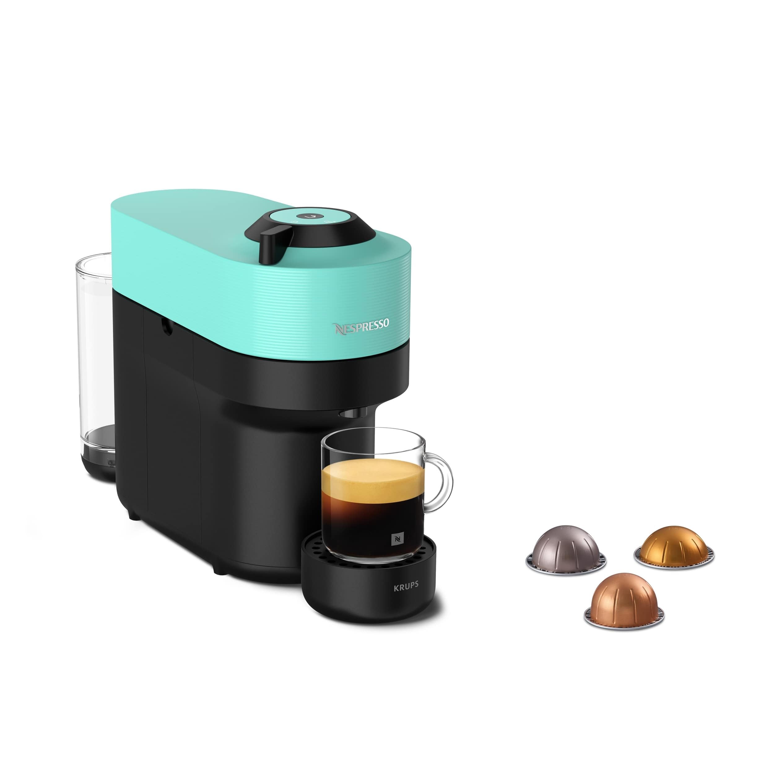 Nespresso Krups Vertuo Pop Kaffeekapselmaschine, Kapazität: 560 ml, automatische Kapselerkennung, One-Touch-System, 4 Tassengrößen, verkürzte Aufheizzeit, nachhaltig, Aqua Mint, XN9204
