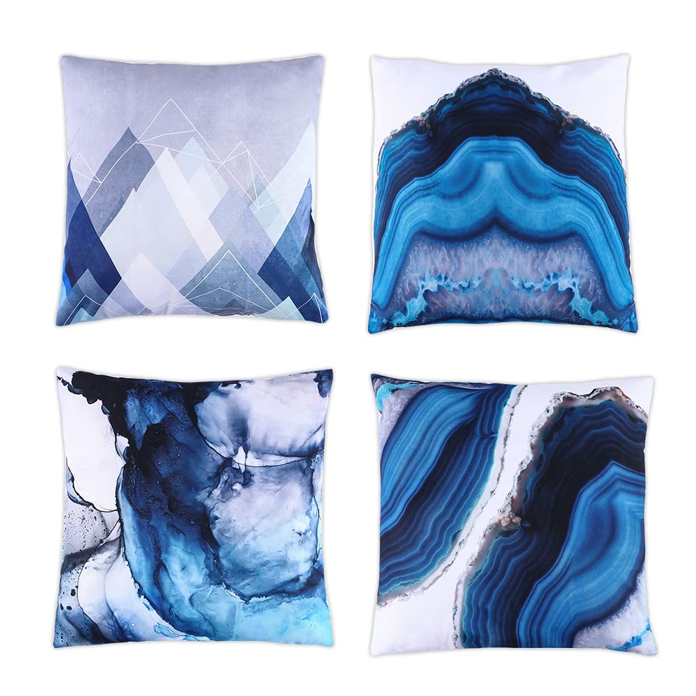 ARVOV Outdoor Waterproof Throw Pillow Covers, Tropical Plants Waterproof Cushion Cover, Waterproof Cushion Case for Outdoor Patio Garden Blench Tent Living Room and Sofa - 18 x 18 Inches (Blue)