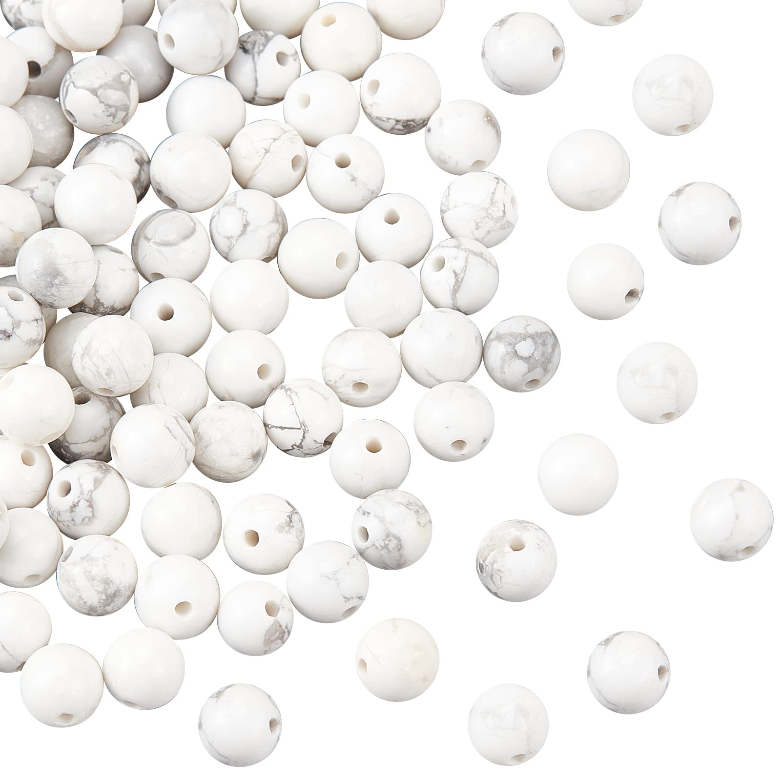 OLYCRAFT about 120pcs 6mm Natural Howlite Beads Natural Jasper Beads Round Loose Gemstone Beads Energy Stone for Bracelet Necklace Jewelry Making