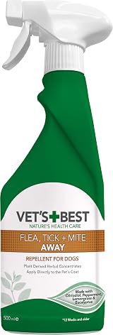 Vet's Best Flea Tick Mite Spray for Dogs 500 ml Plant Based Formula