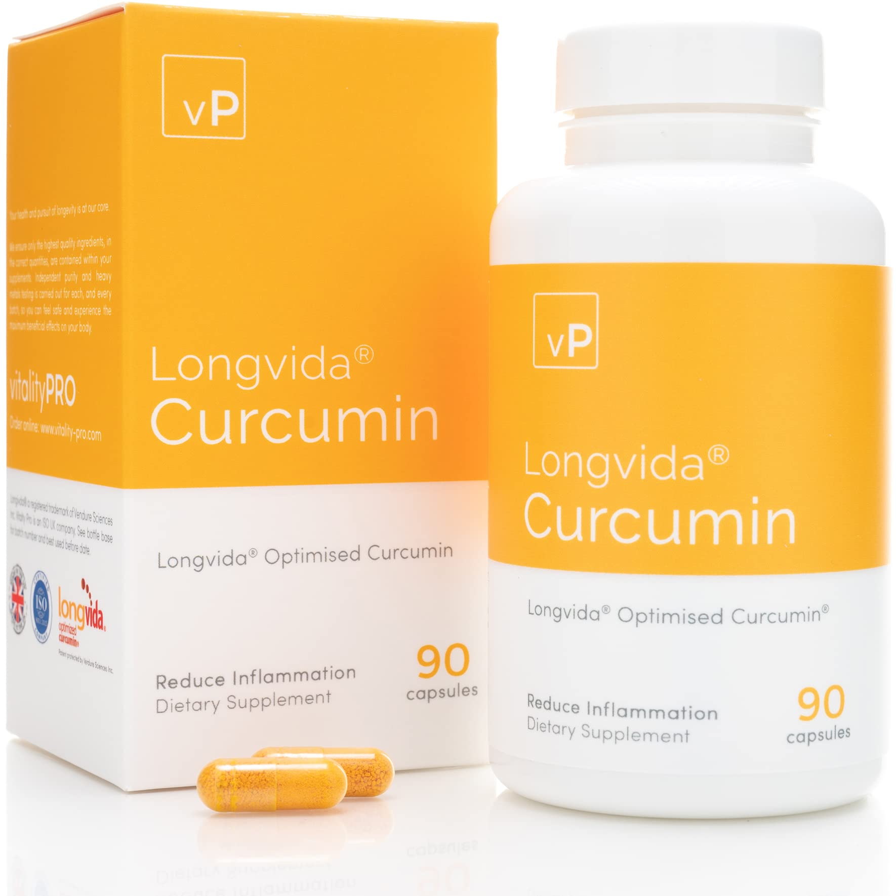 vP Vitality Pro Longvida Curcumin 400mg x 90 Capsules - Authorised UK Supplier - 285x Increased Bioavailability - Natural Curcumin Supplement Vitality Pro