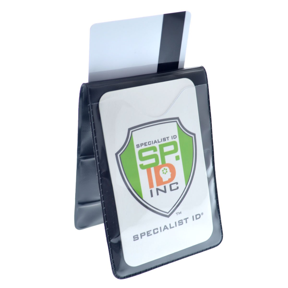 Specialist ID 5 Pack - Heavy Duty Magnetic Badge Holders - Fold Over Shirt Pocket or Belt- Two Sided for Multiple ID Cards - Perfect for 2 Vertical I.D. Badges by
