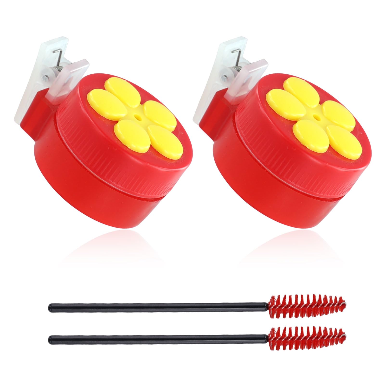 2pcs Handheld Hummingbird Feeders with Clips, Hummingbird Hand Feeder with 2 Cleaning Brushes Plastic Mini Window Hand Held Hummingbird Feeder Feeding Tools for Flowerpot Tree Branch