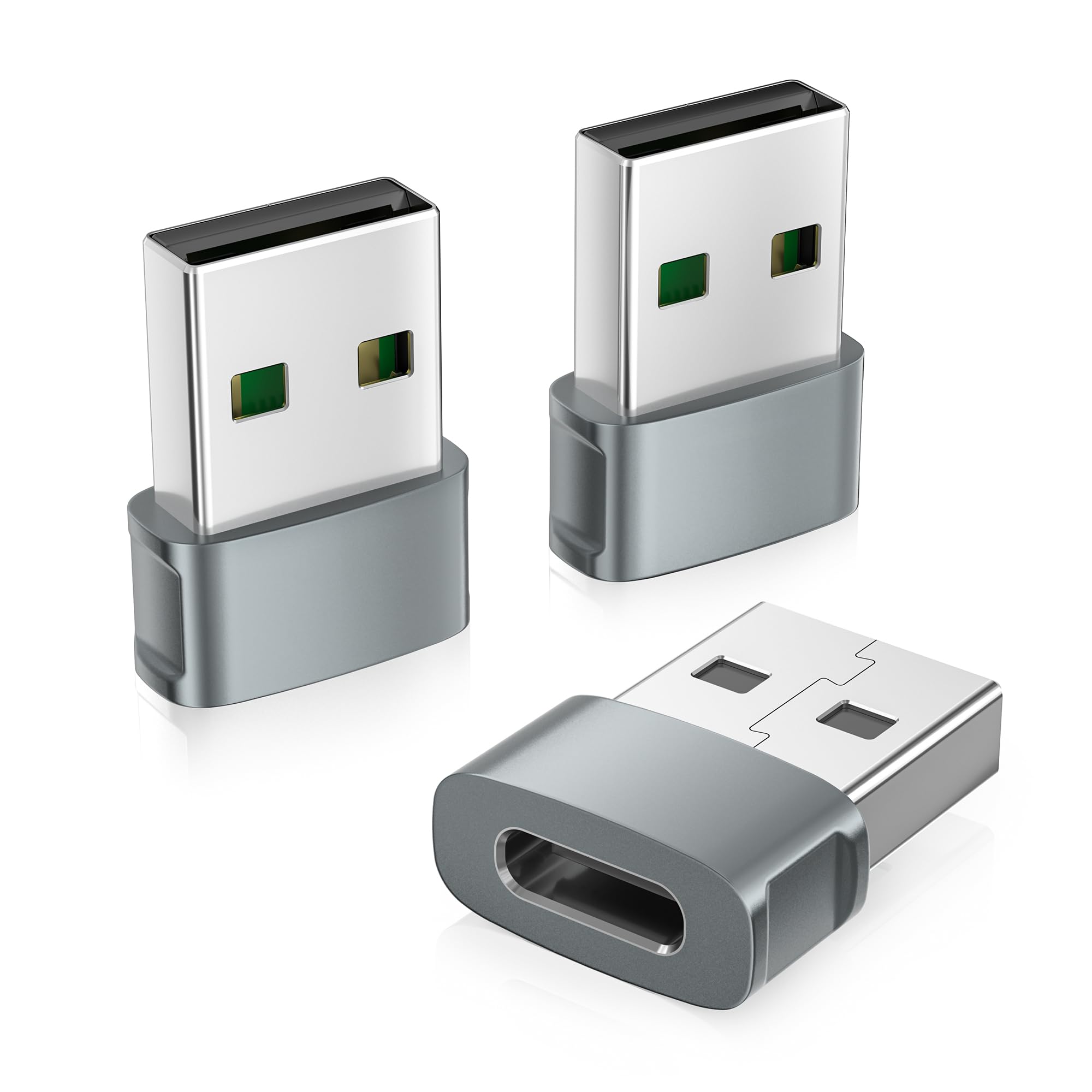 BASESAILOR for Airpods Pro 3 USB C Adapter 3Pack,Type C Female to USB A Male Car Charger Cable Converter for iPhone 17 16 16e 15 Pro Max,Apple Watch 11,iPad Mini 7 Air,Samsung Galaxy S25,Z Fold Flip