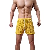 Linemoon Men's Mesh Shorts Sexy Lounge Hollow Boxer Underwear