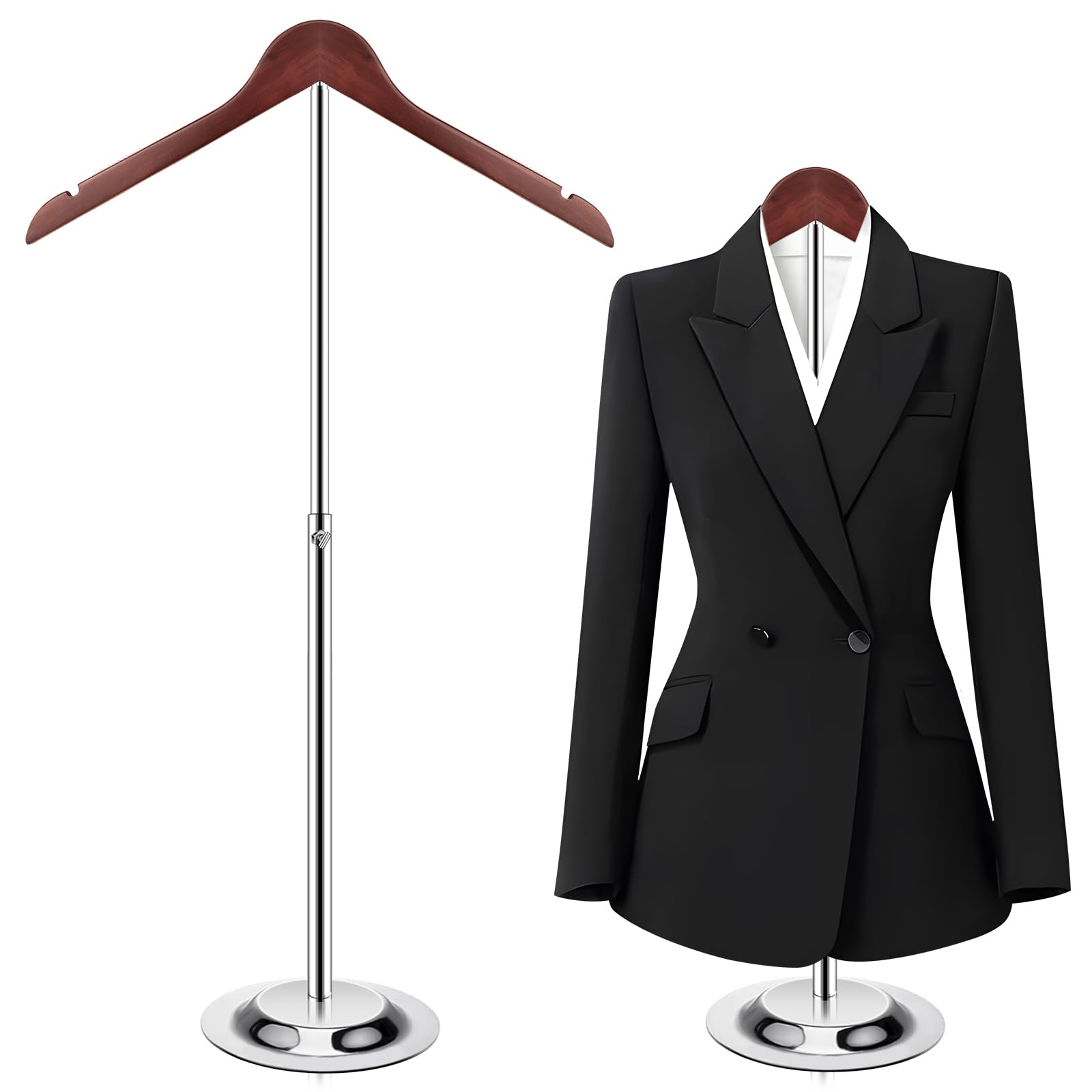 Photo 1 of (Missing bottom) T Shirt Display stand for Vendors, Adjustable Tshirt Shoulder Stand, Portable Hanging wooden Clothes Rack, Flexible Hanger Rack for Clothing 