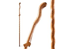 Brazos Handcrafted Wood Walking Stick, Twisted Oak, Ergonomic Style Handle, for Men & Women, Made in The USA