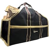 Grillinator Ultimate Firewood Log Carrier: Back Saving Design with Ultra Premium Canvas (Black)