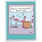 NobleWorks - Oversize Funny Birthday Greeting Card 8.5 x 11 Inch with Envelope (1 Pack) Big Large Jumbo Bday Flamingo Scale J3370BDG