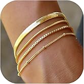 Dainty Gold Bracelets Stack for Women- 14K Gold Plated Bracelet Set Stainless Steel Chain Bracelet Dainty Gold Waterproof Jewelry Sets For Women's Fashion 2025 Trendy