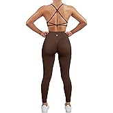 SUUKSESS Women Seamless Workout Sets Strappy Sports Bra High Waist Booty Leggings Outfits
