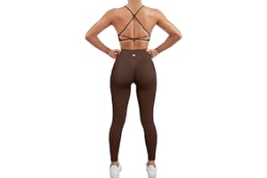 SUUKSESS Women Seamless Workout Sets Strappy Sports Bra High Waist Booty Leggings Outfits