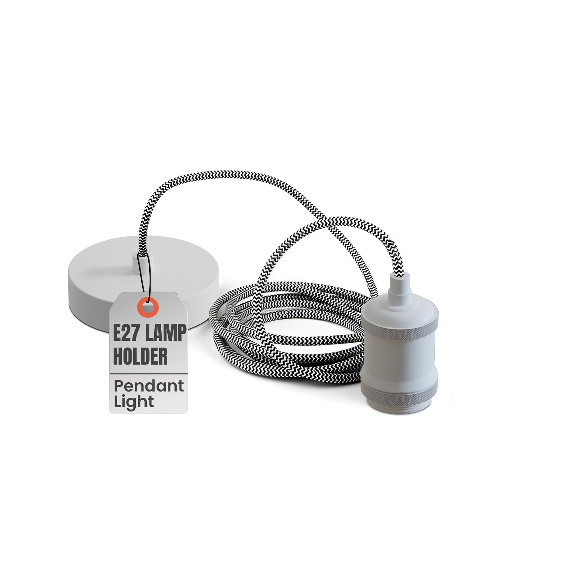 LEDSone Vintage Metal Pendant Ceiling Light – 1m Braided Flex Cable, E27 Lamp Holder, Suspended Pendant Light Kit for Indoor Lighting, Kitchen, Bedroom & Living Room