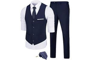 Fesenbo Men's Suit Slim Fit 2 Pieces Suits Set Grooms Tuxedos Business Wedding Prom Party Suit Vest and Pants
