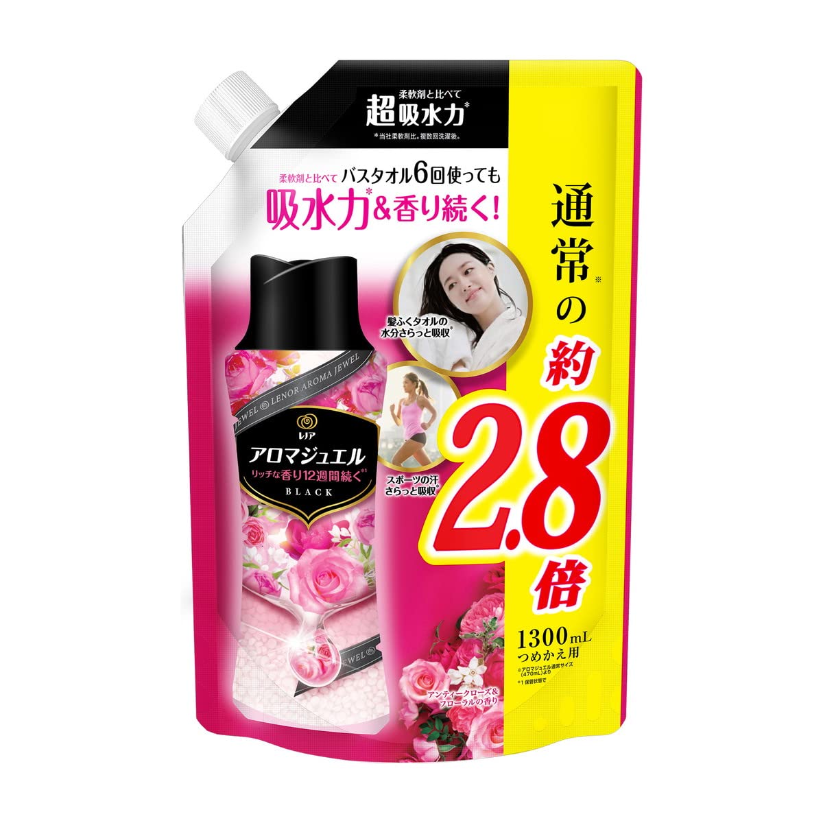 レノア ハピネス アロマジュエル 香り付け専用ビーズ アンティークローズ&フローラル 詰め替え 大容量 1,300mL商品画像