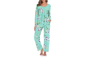 TAOHUADAO Women's Fall Pajamas Set with Pockets Soft Pants with Long Sleeve Top Ladies Sleepwear