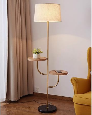 bedside table with lamp attached