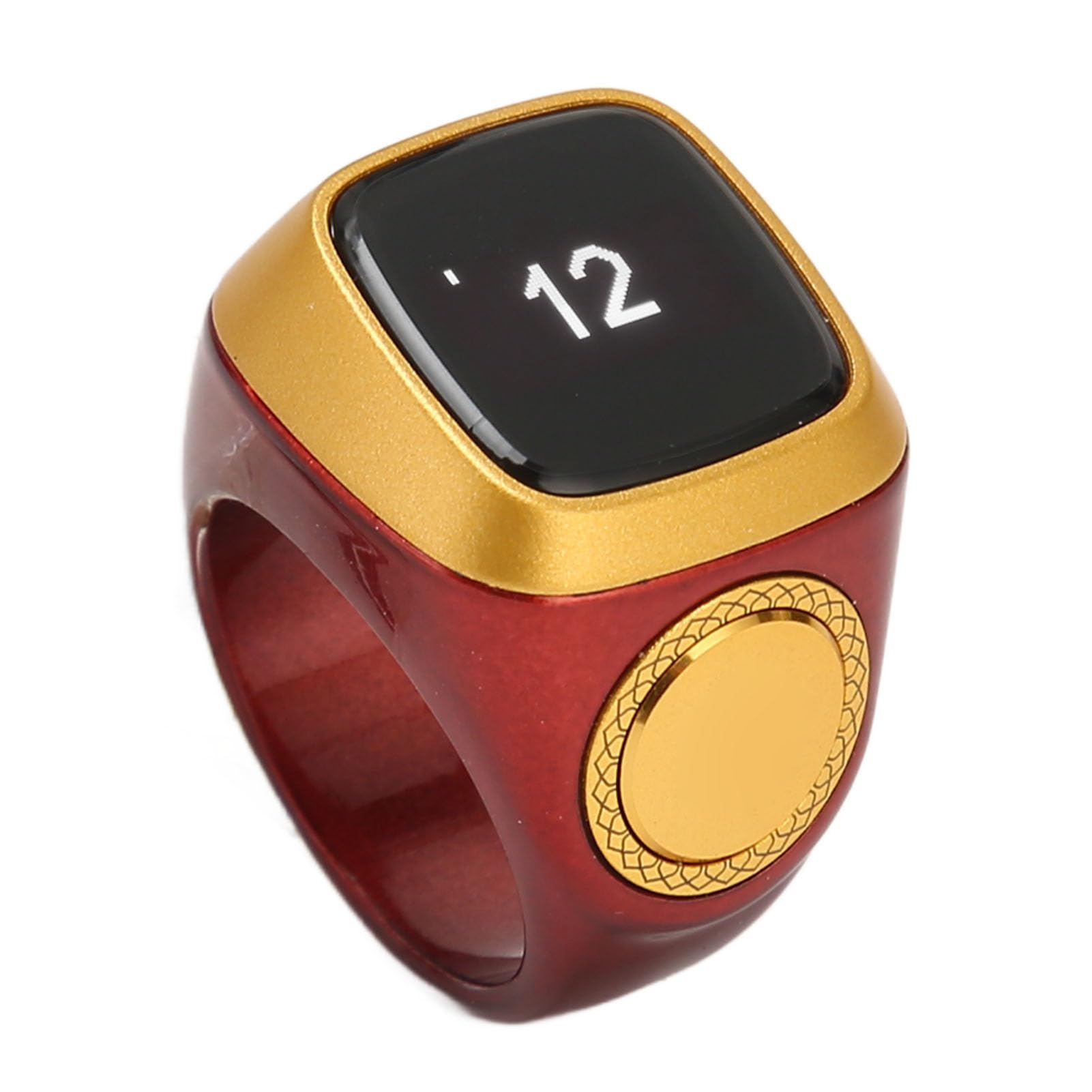 Digital Tally Finger Counter, Muslim Prayer Electronic Counter Ring, Rechargeable Digital Tasbih Tally Clicker with Vibration Reminder, Islamic Finger Counter (Brown)