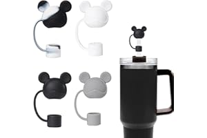 YAYAYOUNG 4 Pcs Cool Bear Straw Covers Cap Toppers Compatible with Stanley 30&40 oz Tumbler Cups,Reusable Cute Silicone Straw Tips Lids Protectors for 0.4 in/10mm Stanley Cups Straws Accessories