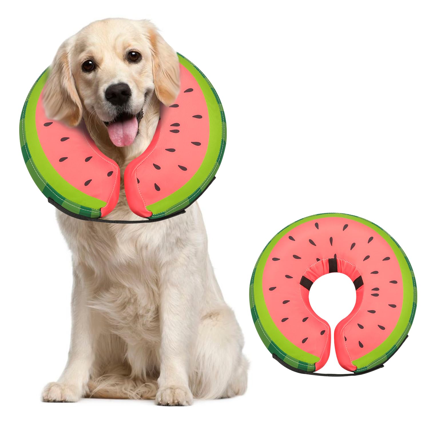 Photo 1 of MIDOG Soft Inflatable Dog Cone, Donut E-Collar Alternative for After Surgery, Prevents Licking, Allowing Normal Eating & Vision, Comfortable Recovery Collar for Small Medium Large Dogs & Cats, Red-L+