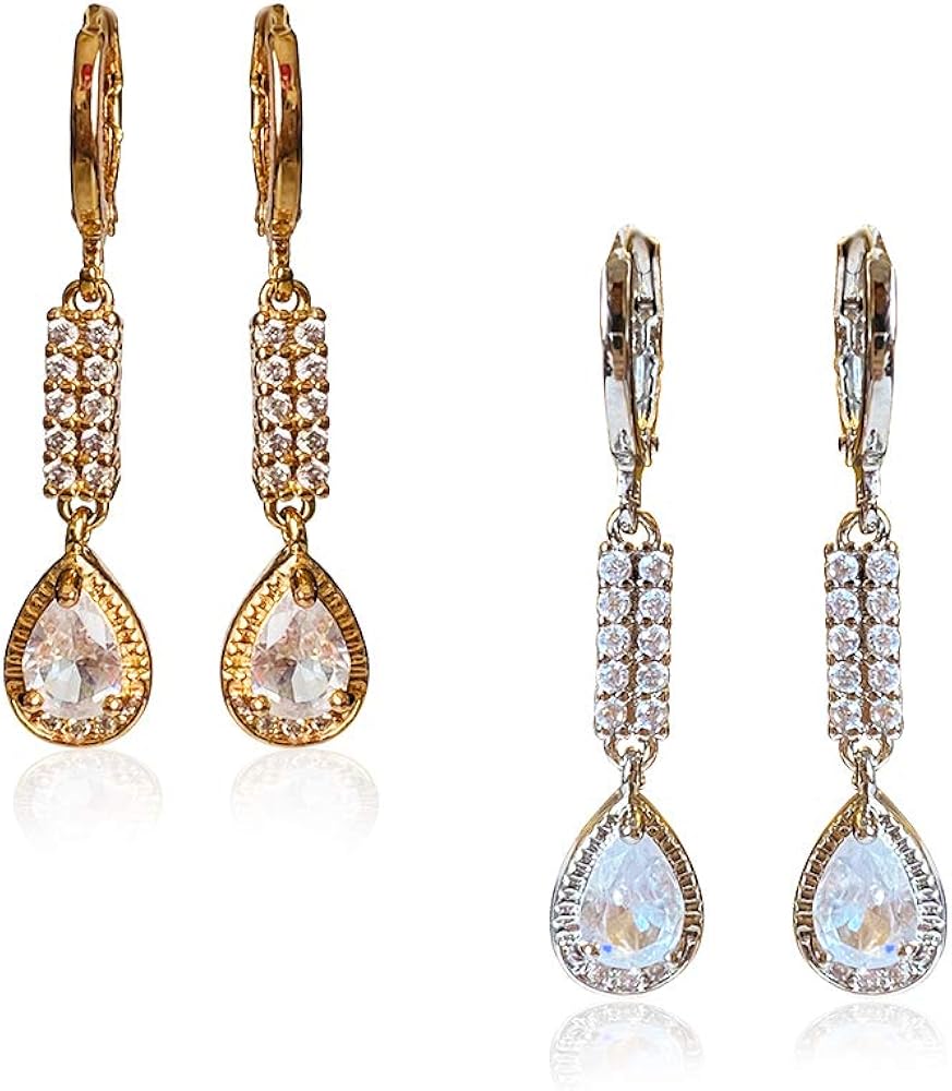 2 Pairs style dangle earrings. Elegant, comfortable and