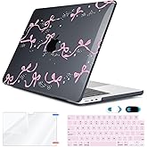 HOHAIYOO Compatible with MacBook Air 13.6 inch Case 2025 2024 2023 2022 Release M4 A3240 M3 A3113 M2 A2681 with Touch ID, Plastic Hard Shell Case&Keyboard Cover&Screen Protector&Webcam Cover, Bows-b