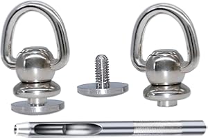 DETII Brass Rivets Purse Ball Studs Rivets Nails Chicago Stud Screw 360 Rotatable D Ring Brass Rivets DIY Leather Collar Belt Handbag Shoes Case Motorcycle Jeans Brass Rivets (Small D Ring, 2PACK Silver)