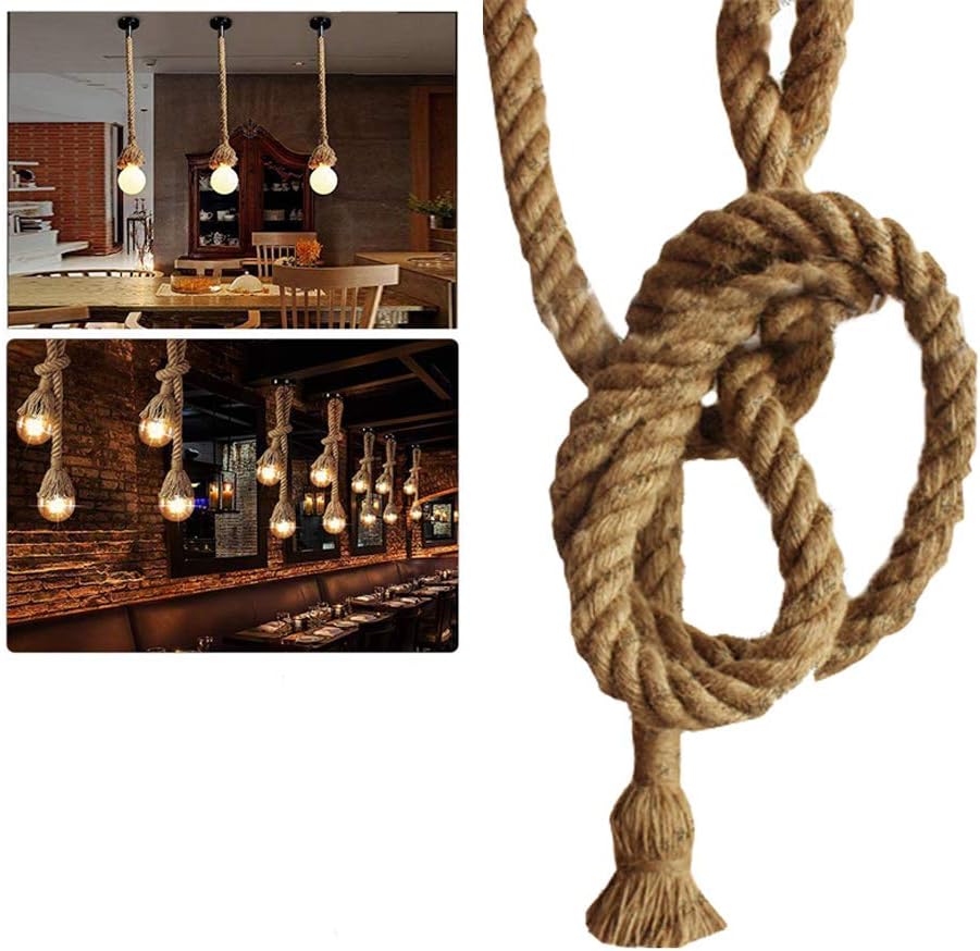QINGJIANG Retro Hemp Rope Lights Weaving Lamp Hanging Pendant Rope