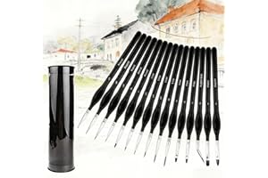 15pcs Detail Paint Brushes Set, Miniature Brushes for Fine Detailing & Art Painting - Acrylic, Oil, Watercolors & Paint by Nu