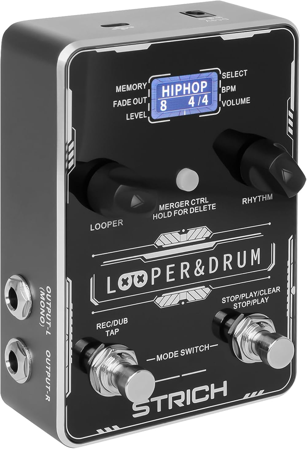 STRICH Stereo Looper Guitar Pedal with Drum Machine 100 Patterns 160 Min USB