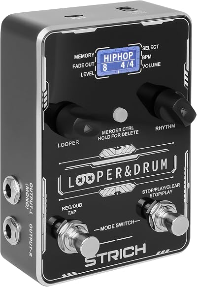 STRICH Stereo Looper Guitar Pedal with Drum Machine 100 Patterns 160 Min USB