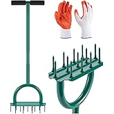 Lawn Aerator Spikes Aerating Tool, Manual Yard Aerator Tools with 13 Soil Spikes, T-Handle, Wide Foot Plate, Yard Aerators fo