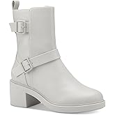 Alfani Womens White Buckle Accent Chantal Round Toe Block Heel Heeled Boots 7 M