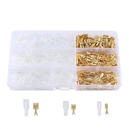 ManYee Flachsteckhülsen weiblich Flachstecker Spade Kabelschuhe 2,8 mm 4,8 mm 6,3 mm Flachstecker Sortiment mit Isolierhülse 