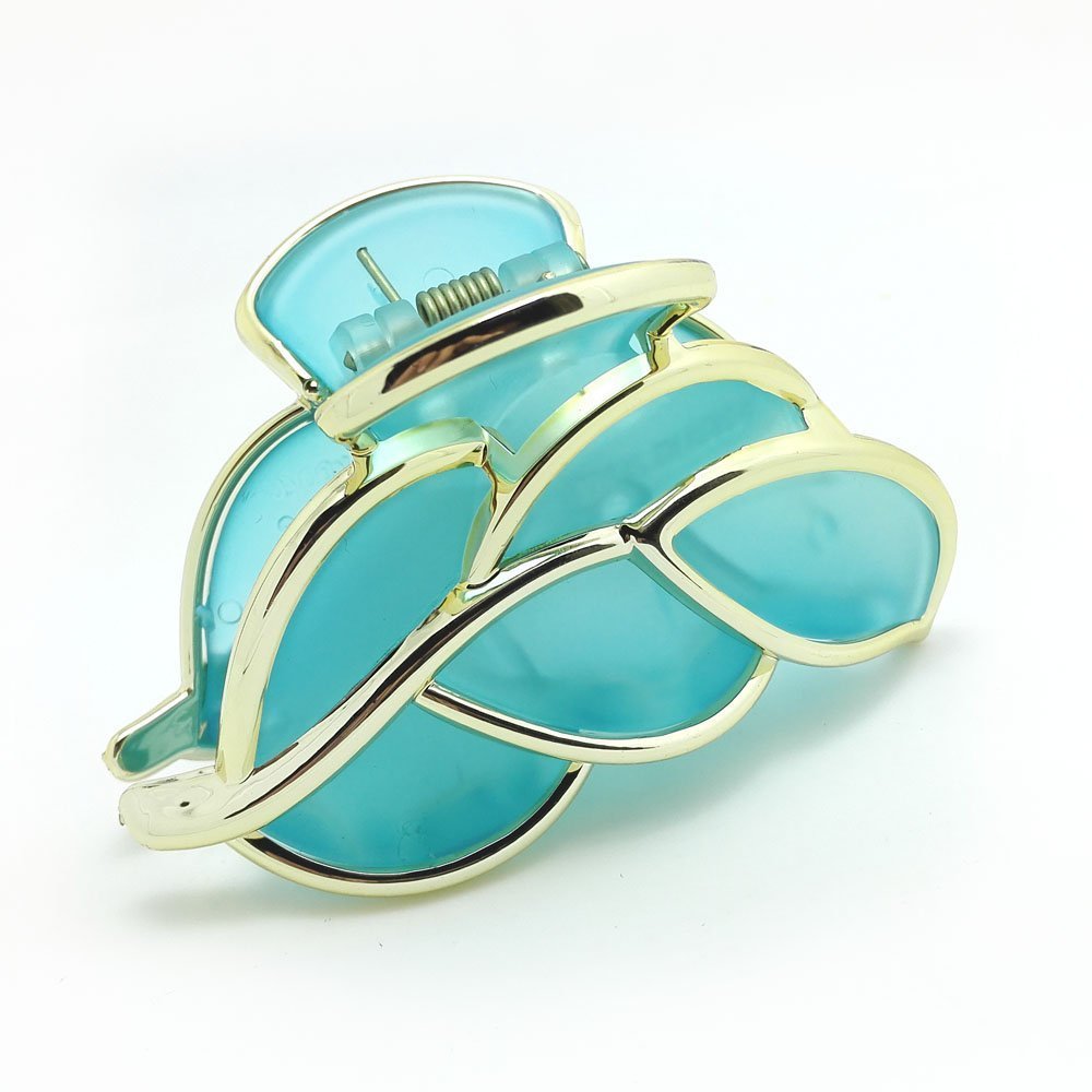 Meilliwish Leaf Cute Girl Hair Claw Clip 1 PCS(D08)(Blue)