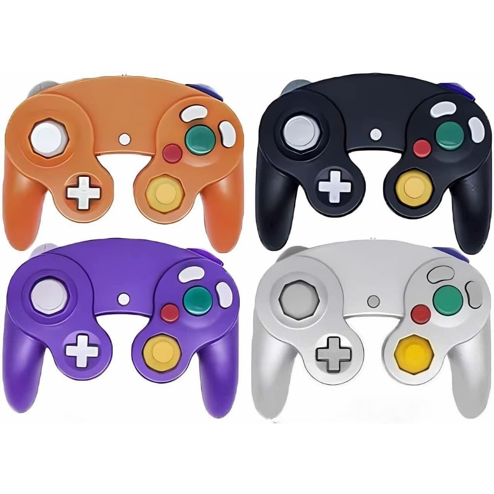 Poulep 4 Pack Gamecube Controller, Classic Wired Controller for Wii Nintendo Gamecube (Orange Purple Silver Black)