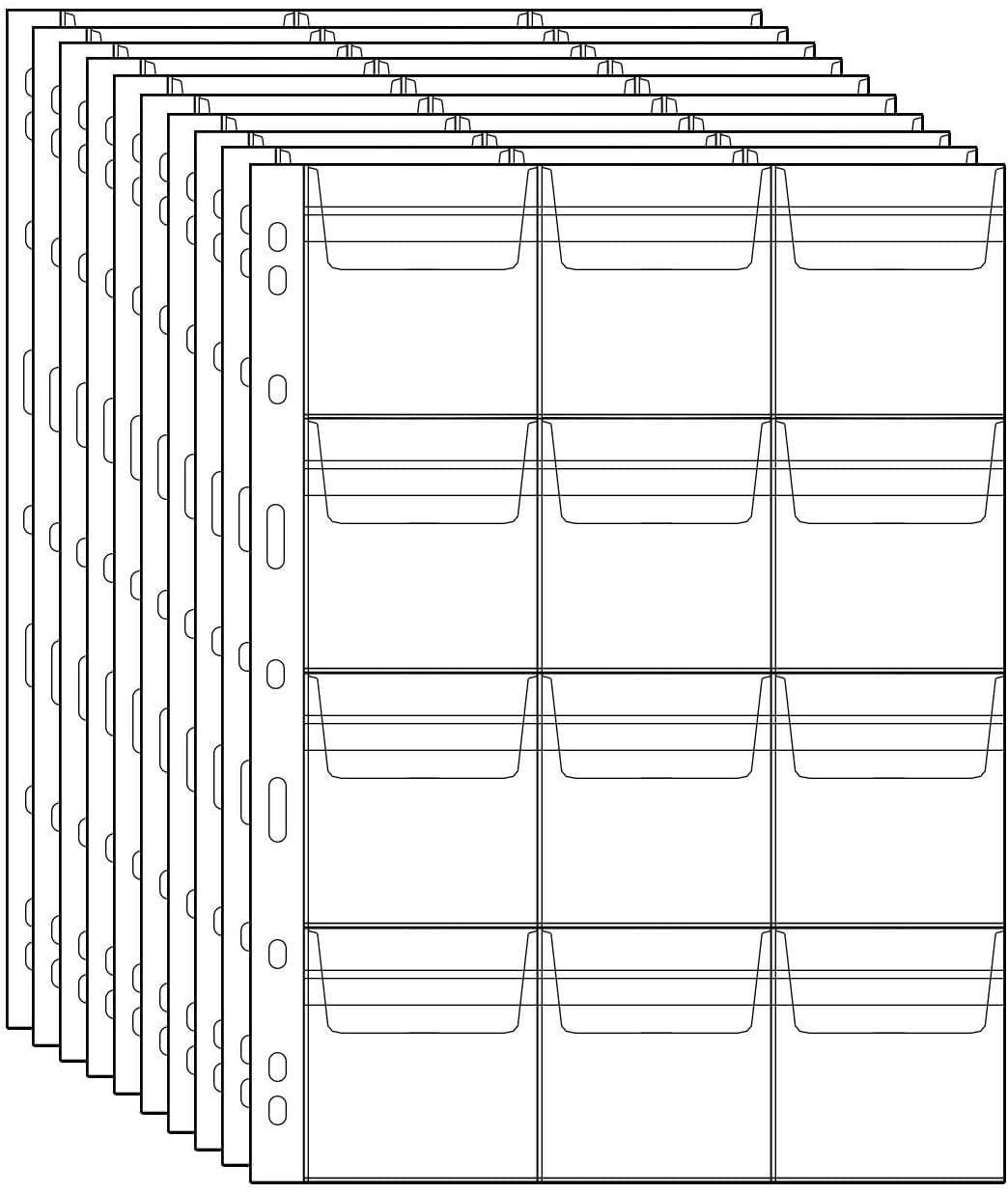 120 Pocket Coin Pages - 12 Grids/Page Plastic Coin Holders Stamp Currency Protector Coin Collecting Supplies 10 Sheets CS03012