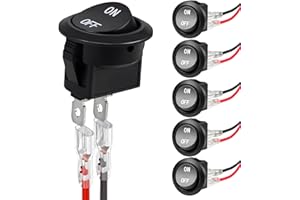 5Pcs 12V Round Rocker Switch ON Off AC 6A/250V 10A/125V SPST 2 Pin 2 Position 12 Volt DC Round Toggle Switch for Car Boat Aut