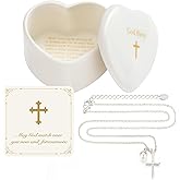 NORBU S925 Cross Necklace for Girls with Pearl, Sterling Silver Girls Cross Necklace Baptism Gifts with Heart Keepsake Box, First Communion & Baby Dedication Gifts for Newborn Easter Gift