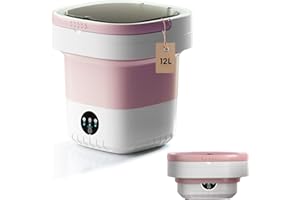 ZZR SEVEN Portable Washing Machine, 7L/12L Upgraded Mini Washing Machine, Suitable for Small Clothes, Foldable Laundry Machine, Ideal for Dorm, Home, Hotel, Camping and Travel (Pink, 12L)