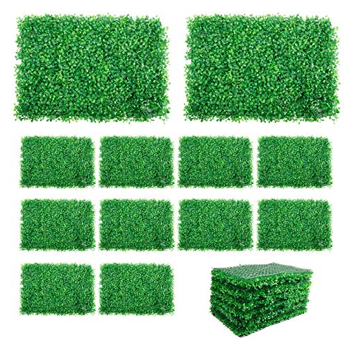 12 Pack Artificial Boxwood Panels Topiary Hedge Plant Milan Leave