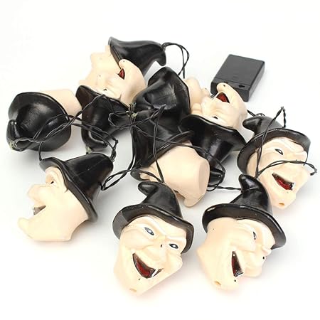 Solmore 10 Halloween Witch with Hat String LED Light Lamp Set Decoration Colorful Bulb