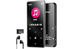 ARUNGO 128GB MP3 Player with Bluetooth 5.2, Music Player Built-in Speaker, FM Radio, Voice Recorder, HiFi Sound, E-Book Function, Earphones Included