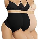 Boguish Seamless Maternity Shapewear Over Belly Support Thong High Waist Underwear Panties for Pregnancy