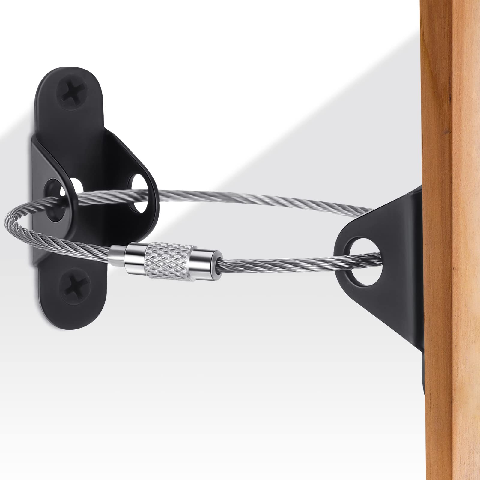 Fuyamp 6 Packs Metal Furniture Straps, Baby & Pet Proofing Anti Tip Furniture Locks Kits for Secure Bookshelf, Dresser and Heavy Cabinet (Black)