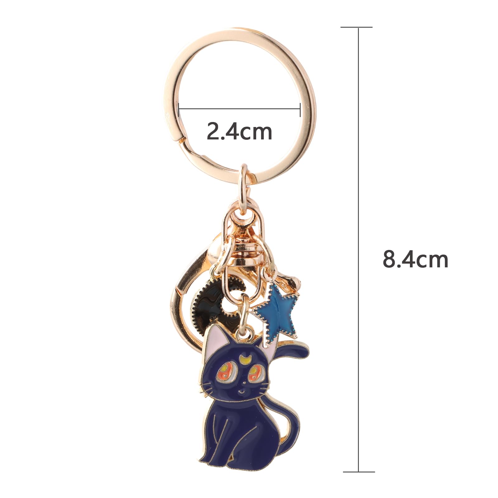 2 Pcs Sailor Moon Keychain Cartoon Cute Magic Cat Keychain Sailor Moon Idea Metal Pendant KeychainCartoon Keyring for Womens Bag Charms Cat Keychains for Women Girls Cat Lovers