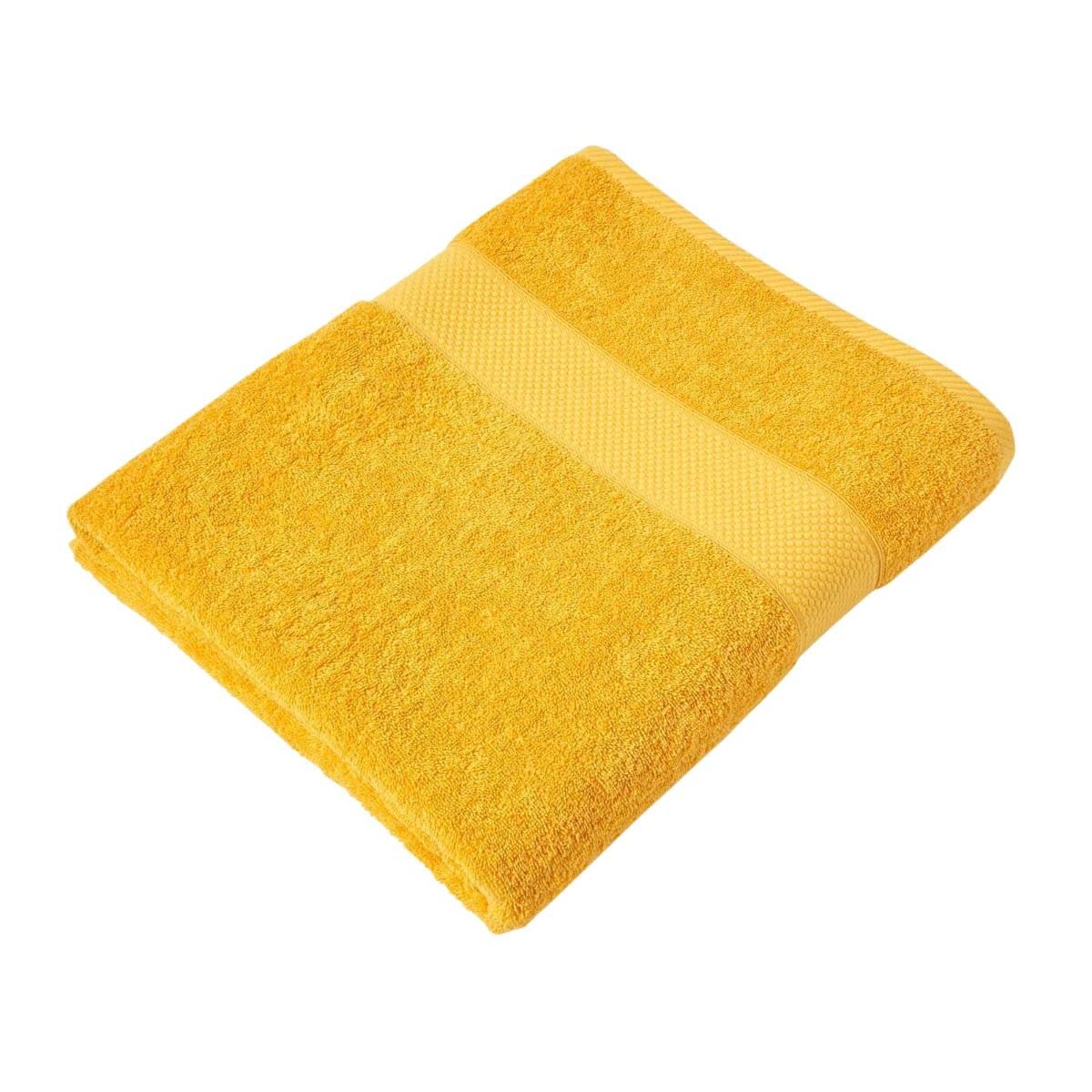 HOMESCAPES Ochre Yellow Turkish Cotton Jumbo Towel Super Soft Thick & Absorbent 500 GSM Towel Heavy Weight for everyday Luxury