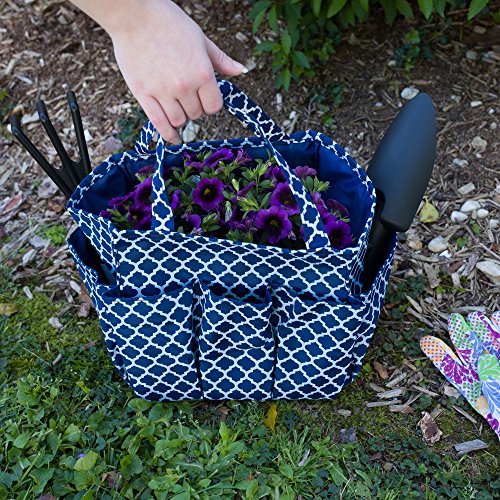 Small Garden Tote Bag, Utility Bags for Gardening, Car Totes, Organization, (Navy Blue) - Thumbnail 3