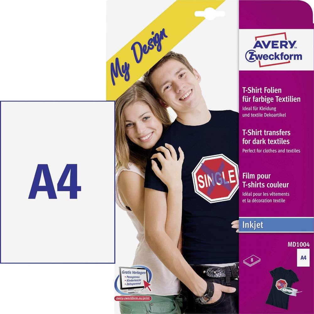 Avery Dennison Avery Zweckform Textile Foil DIN A4 for Light Coloured Fabrics 8 Sheets