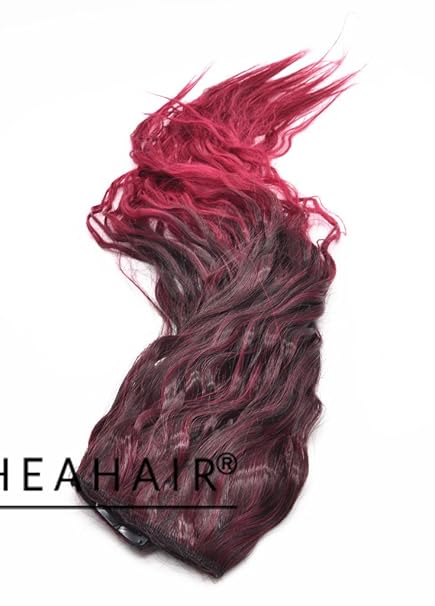 Heahair Loose Curl Full Head Clip in Hair Extensions Ombre One Piece 2 TonesBlack to Burgundy